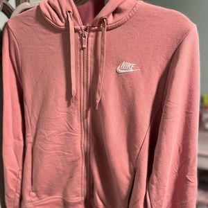 Blush pink nike zip up hoodie